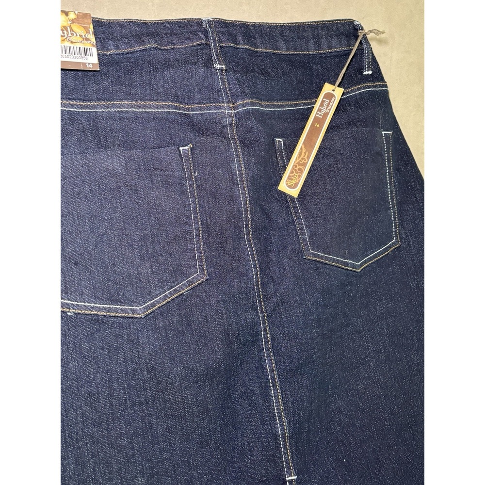 NWT Hybrid & Company Denim Pencil Skirt Size 14 Dark Wash Stretch - Picture 4 of 8